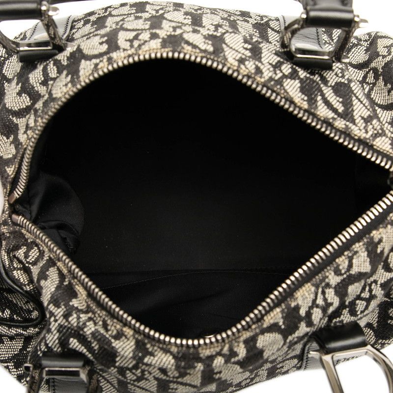 Dior Trotter Handbag Mini Boston Bag Black Canvas Leather Women's Dior