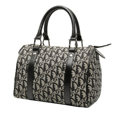 Dior Trotter Handbag Mini Boston Bag Black Canvas Leather Women's Dior