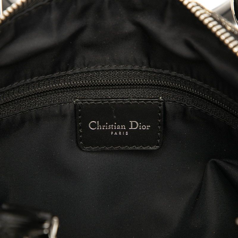 Dior Trotter Handbag Mini Boston Bag Black Canvas Leather Women's Dior