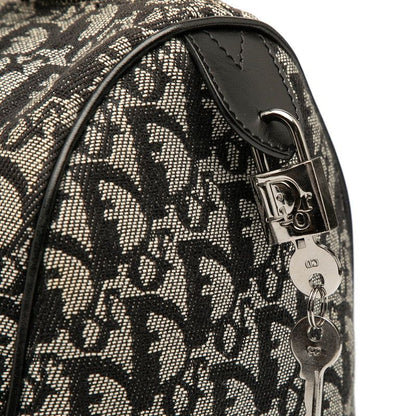 Dior Trotter Handbag Mini Boston Bag Black Canvas Leather Women's Dior