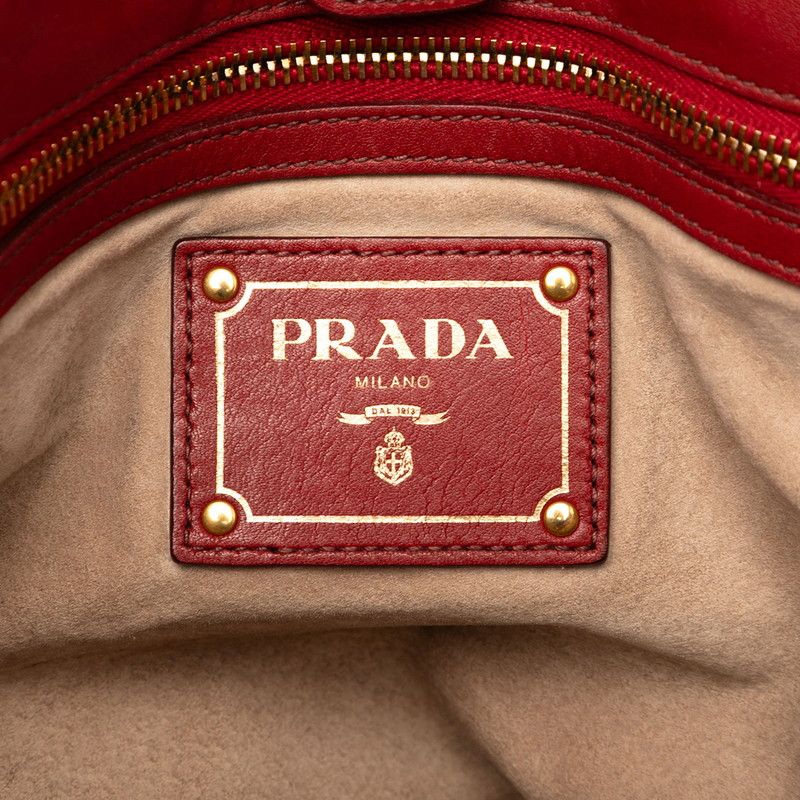 Prada Tote Shoulder Bag 2WAY Red Leather Women Prada