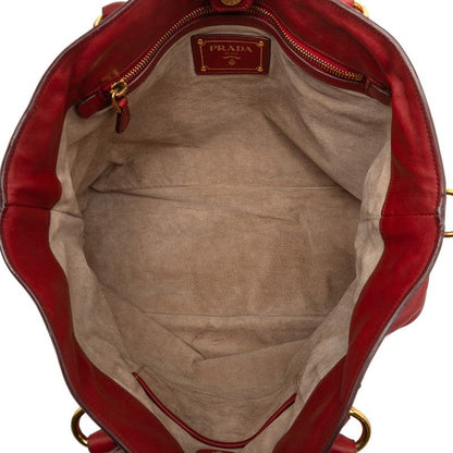 Prada Tote Shoulder Bag 2WAY Red Leather Women Prada