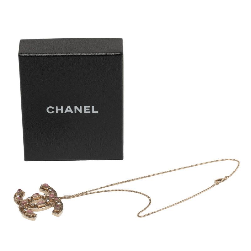 Chanel Coco Mark Rhinestone Chien Pan Gold Plated Ladies Chanel