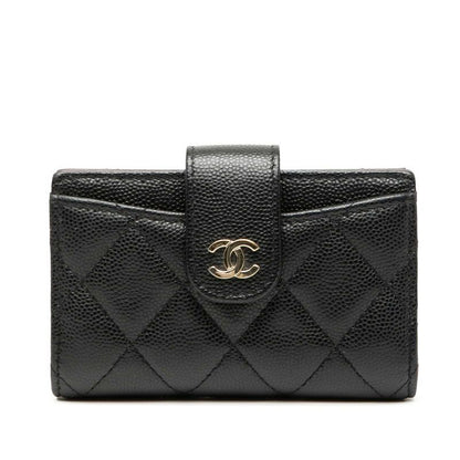 Chanel Matelasse Coco Mark Card Case Coin Case Black Caviar Skin Women Chanel