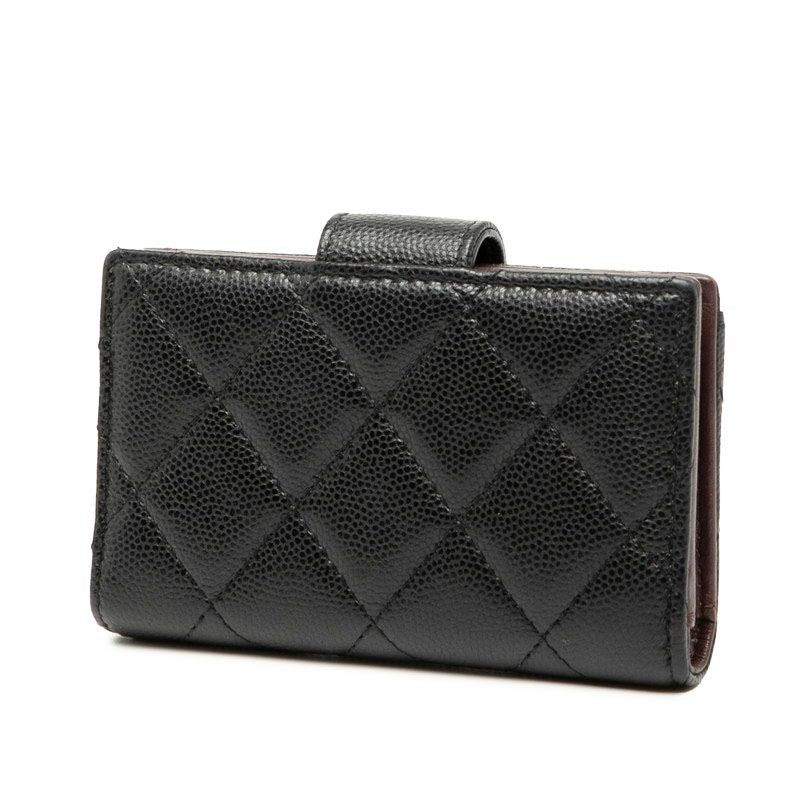 Chanel Matelasse Coco Mark Card Case Coin Case Black Caviar Skin Women Chanel