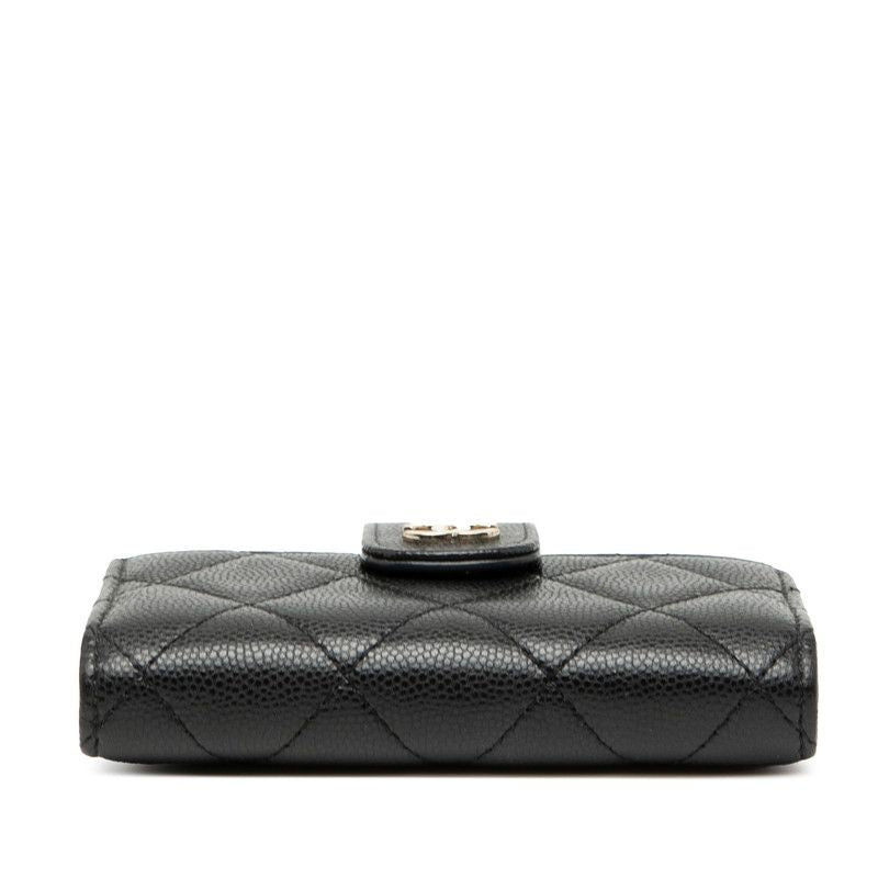 Chanel Matelasse Coco Mark Card Case Coin Case Black Caviar Skin Women Chanel