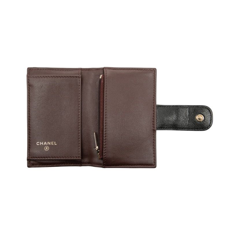 Chanel Matelasse Coco Mark Card Case Coin Case Black Caviar Skin Women Chanel
