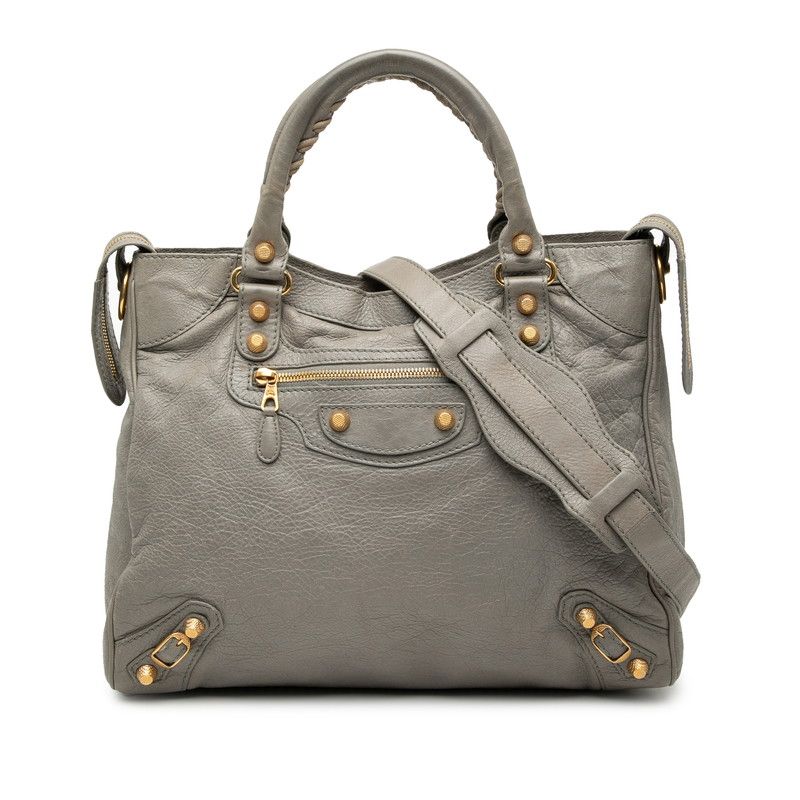Balenciaga Giant Velo Handbag Shoulder Bag 2WAY 282010 Gray Leather Women