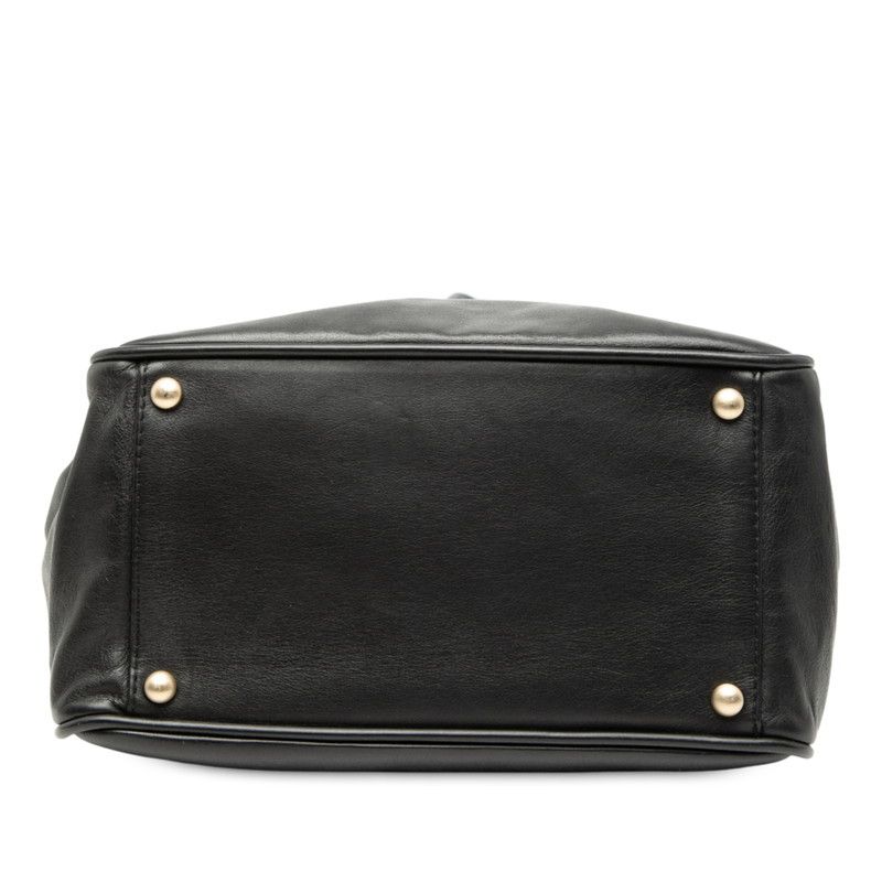 Chanel Camellia Handbag Shoulder Bag Black White Leather Women Chanel