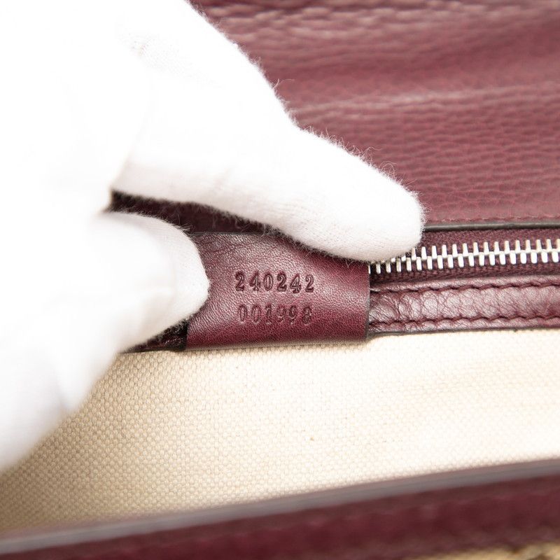 Gucci GG Canvas Bamboo Handbag Chain Shoulder Bag 2WAY 240242 Beige Bordeaux