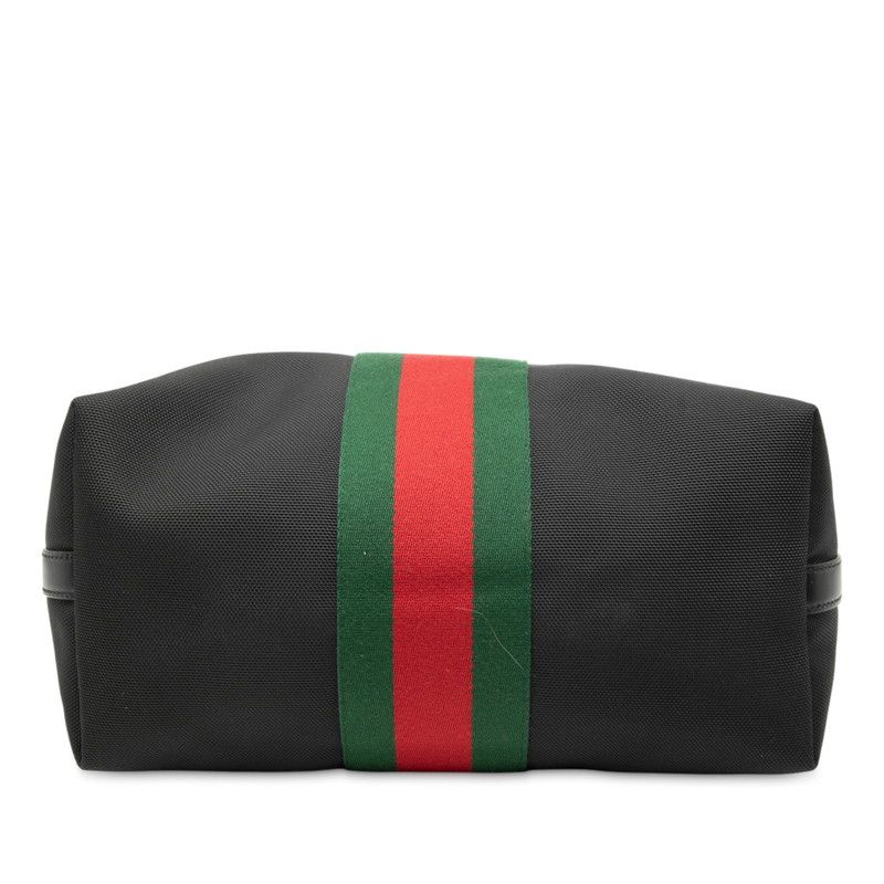 Gucci Sherry Line Tote Shoulder Bag 2WAY 619751 Black Canvas Leather Ladies