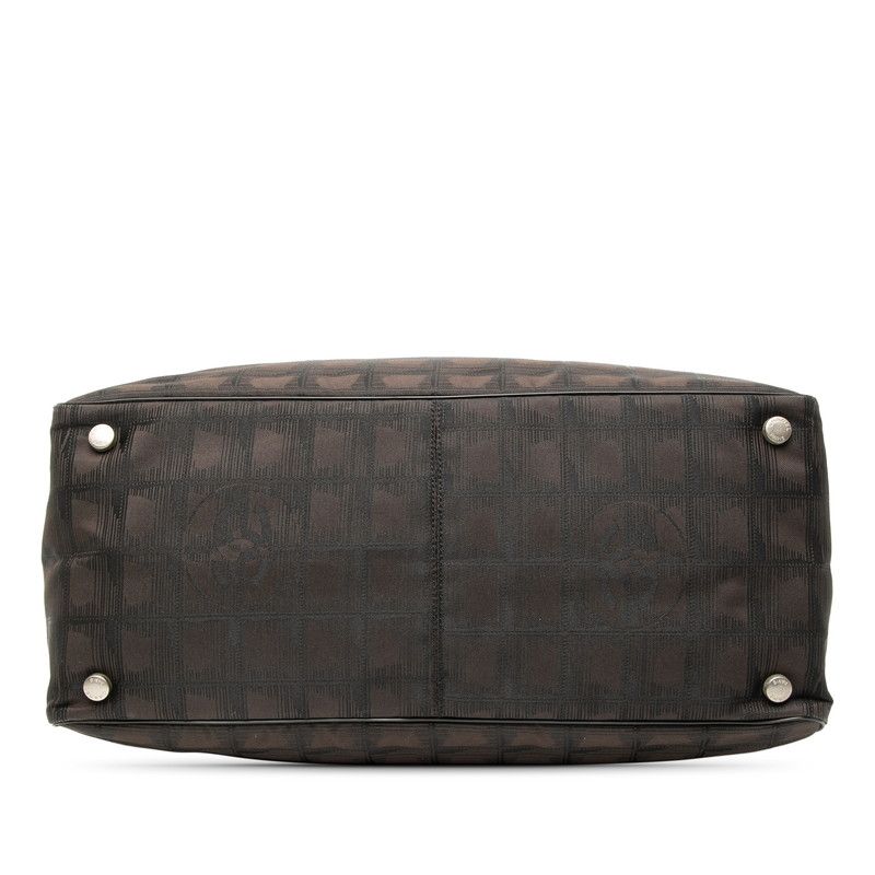 Chanel New Travel Line MM Tote Handbag Brown Black Nylon Leather Ladies Chanel