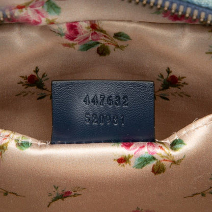 Gucci GG Marmont Crossbody Chain Shoulder Bag 447632 Blue Denim Leather Women's