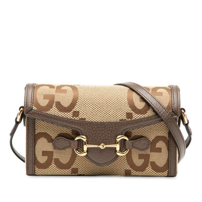 Gucci Jumbo GG Horsebit 1955 699296 Brown Canvas Leather Women's Gucci