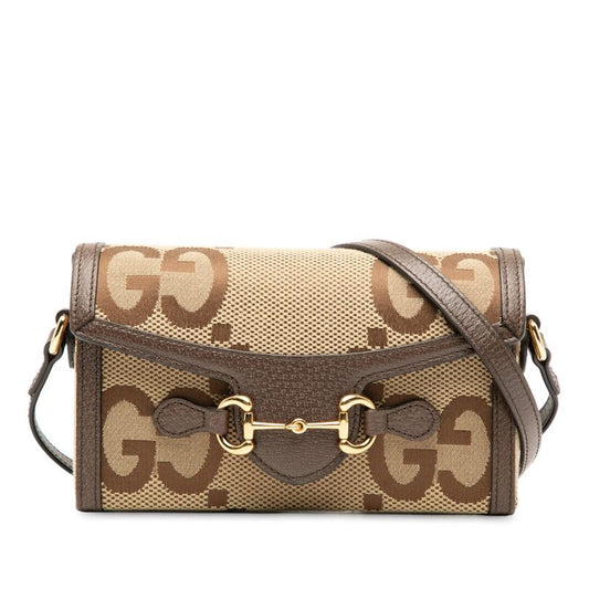 Gucci Jumbo GG Horsebit 1955 699296 Brown Canvas Leather Women's Gucci