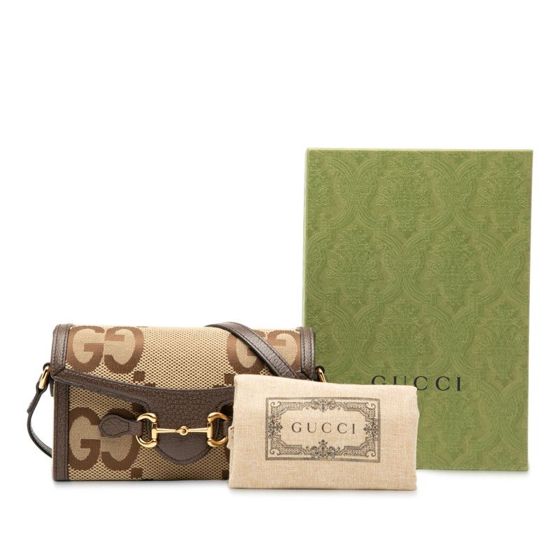 Gucci Jumbo GG Horsebit 1955 699296 Brown Canvas Leather Women's Gucci