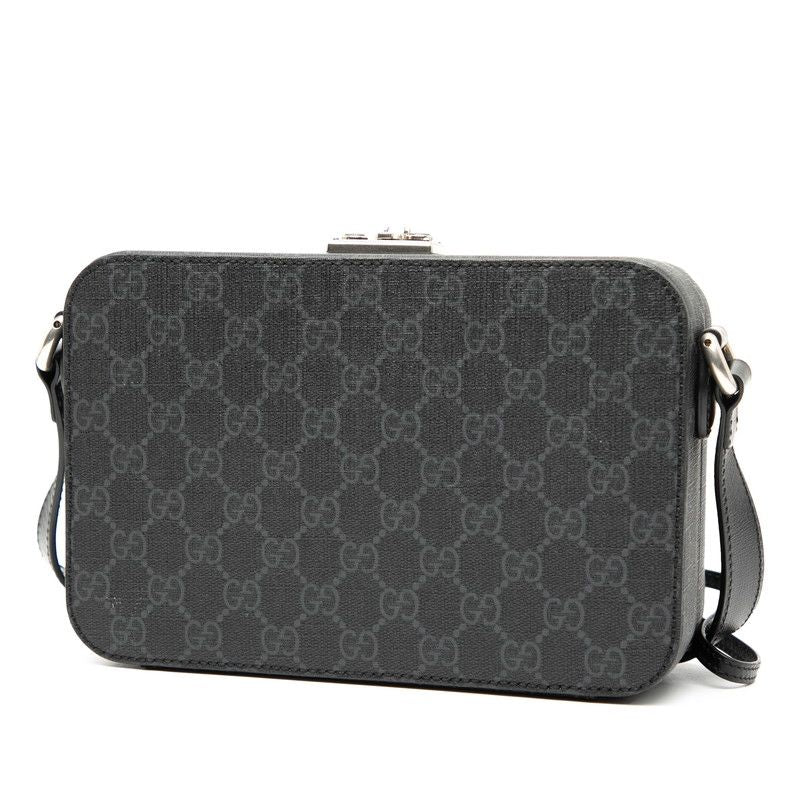 Gucci GG Supreme Hard Trunk Crossbody Shoulder Bag Camera Bag 724717 Black PVC