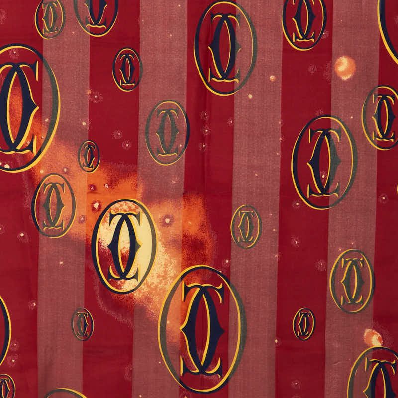 Cartier Logo All Over Orange Multicolor Silk Women's Cartier