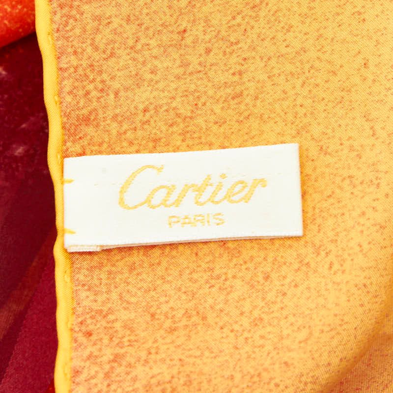Cartier Logo All Over Orange Multicolor Silk Women's Cartier