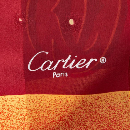 Cartier Logo All Over Orange Multicolor Silk Women's Cartier