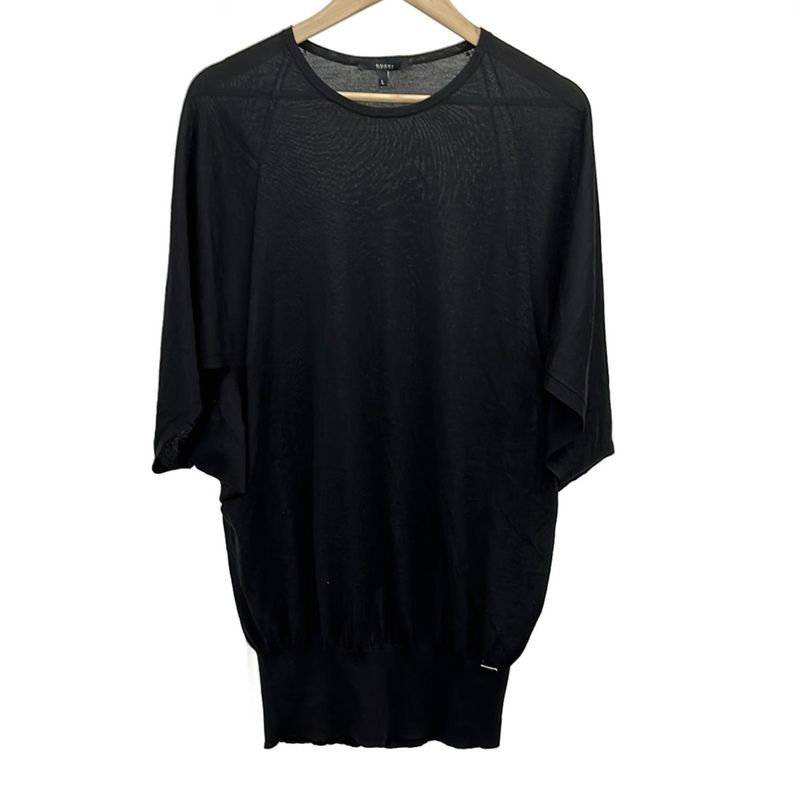 Gucci Tunic Size L Women - 249093 X8581 Black Crew Neck Short Sleeves Cashmere