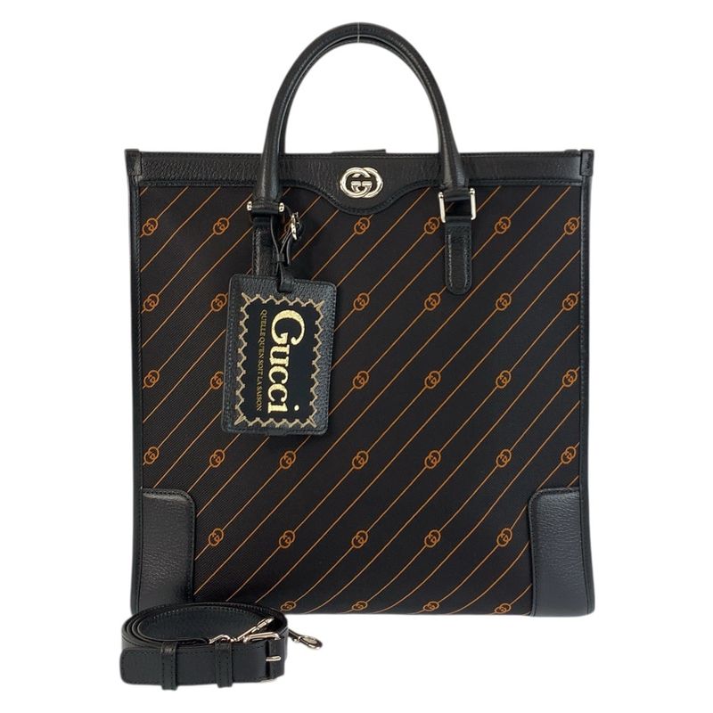 Gucci Interlocking Black Orange 752586 Tote Bag Shoulder Bag 2way Unisex Men's