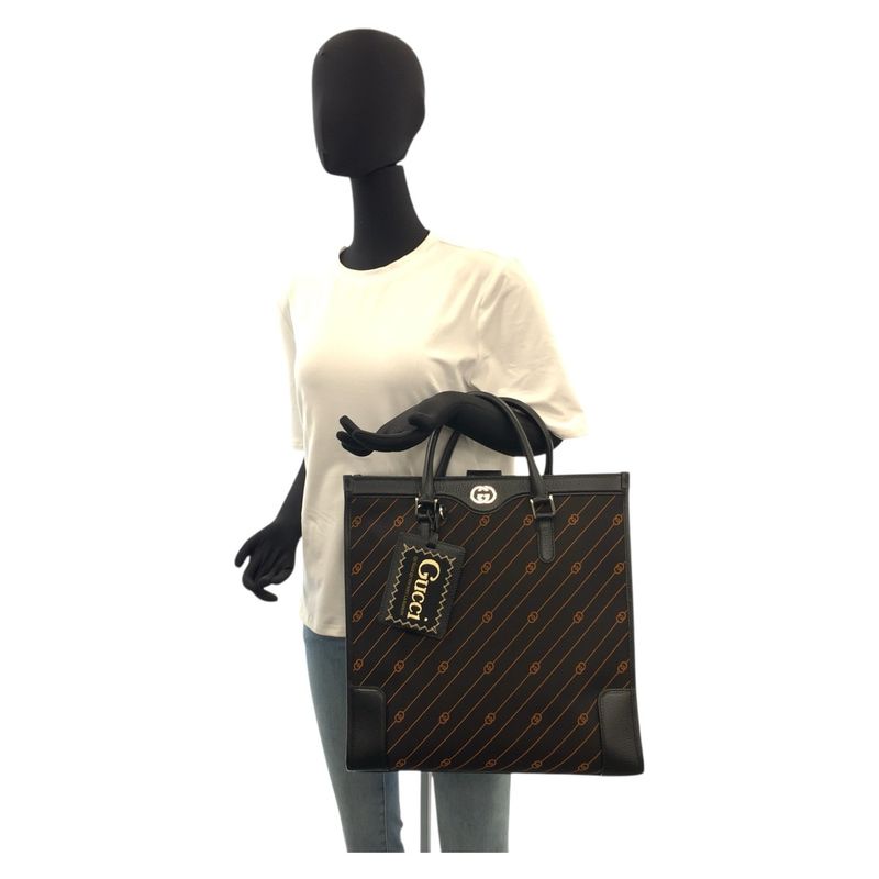 Gucci Interlocking Black Orange 752586 Tote Bag Shoulder Bag 2way Unisex Men's