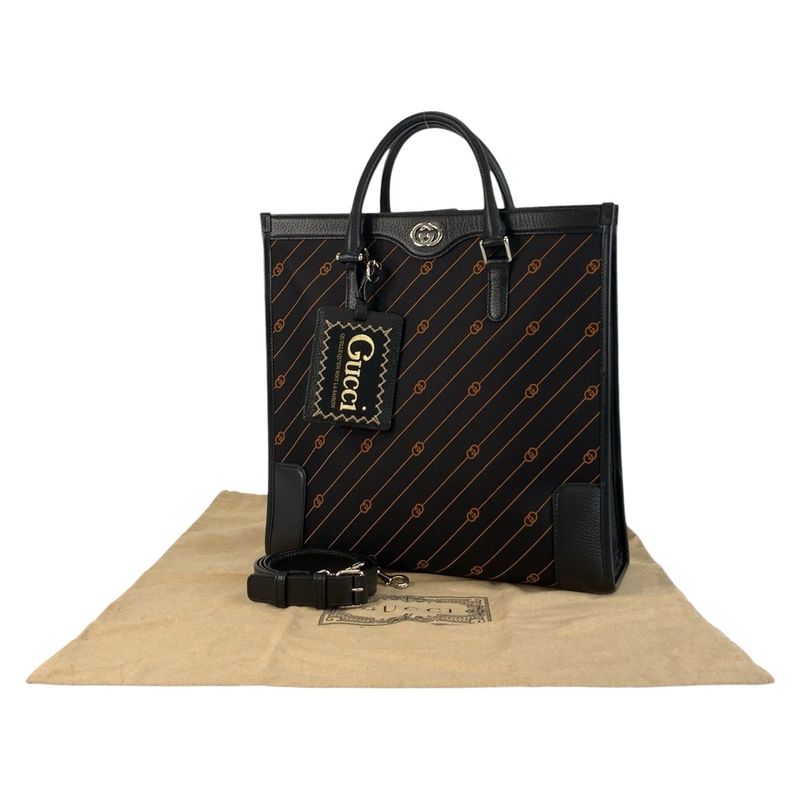 Gucci Interlocking Black Orange 752586 Tote Bag Shoulder Bag 2way Unisex Men's