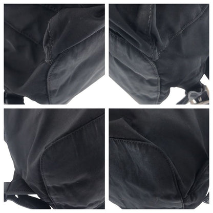 Prada Tessuto Triangle Logo Plate Black Silver Hardware Nylon Leather Backpack