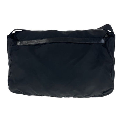 Prada Tessuto Triangle Logo Plate Black Silver Hardware Nylon Leather Shoulder