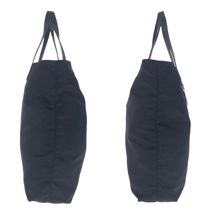 Prada Tessuto Saffiano Triangle Logo Plate Black Silver Hardware Nylon Leather