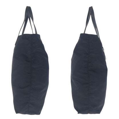 Prada Tessuto Saffiano Triangle Logo Plate Black Silver Hardware Nylon Leather