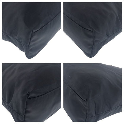 Prada Tessuto Saffiano Triangle Logo Plate Black Silver Hardware Nylon Leather