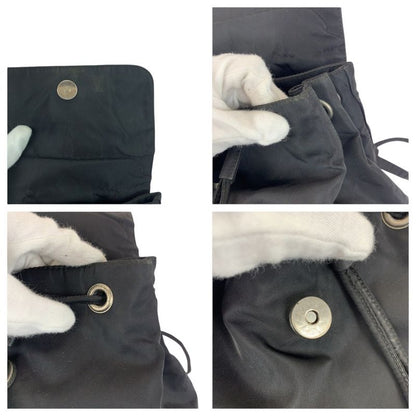 Prada Tessuto Triangle Logo Plate Black Silver Hardware Nylon Backpack Daypack