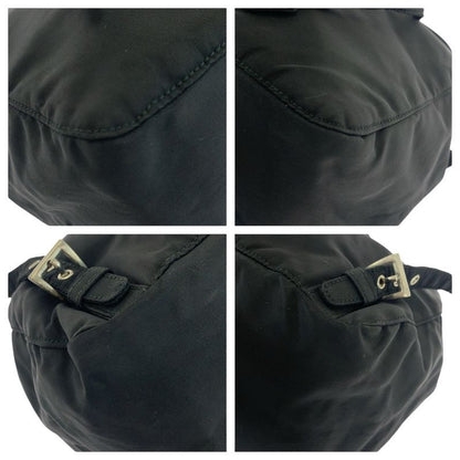Prada Tessuto Triangle Logo Plate Black Silver Hardware Nylon Backpack Daypack