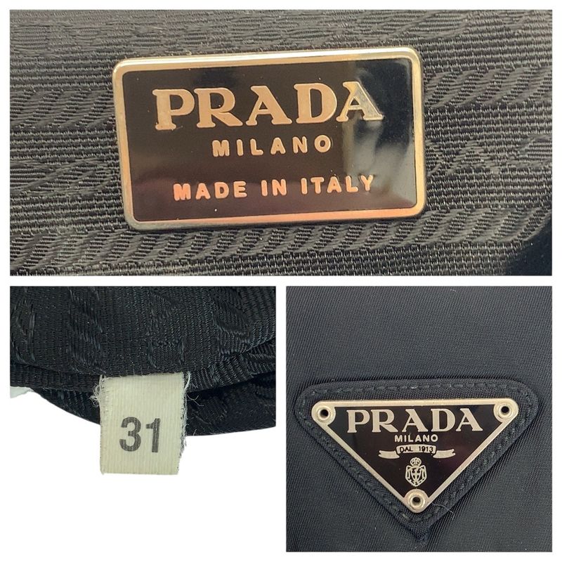 Prada Tessuto Triangle Logo Plate Black Silver Hardware Nylon Backpack Daypack