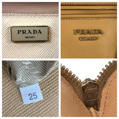 Prada Saffiano Beige Gold Hardware Leather Handbag Shoulder Bag 2way Women