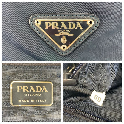 Prada Tessuto Triangle Logo Plate Navy Silver Hardware Nylon Backpack 59