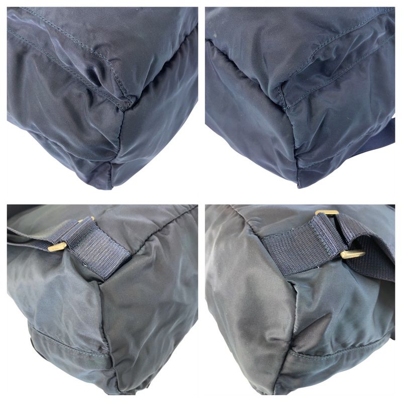 Prada Tessuto Triangle Logo Plate Navy Silver Hardware Nylon Backpack 59