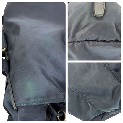 Prada Tessuto Triangle Logo Plate Navy Silver Hardware Nylon Backpack 59