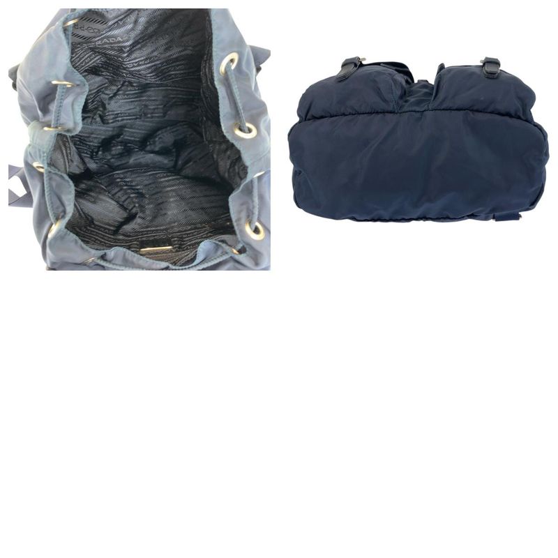 Prada Tessuto Triangle Logo Plate Navy Silver Hardware Nylon Backpack 59