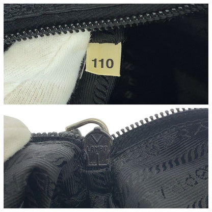 Prada Tessuto Triangle Logo Plate Black Silver Hardware Nylon Tote Bag Shoulder