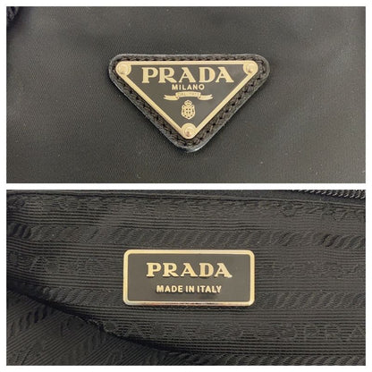 Prada Tessuto Triangle Logo Plate Black Silver Hardware Nylon Tote Bag Shoulder