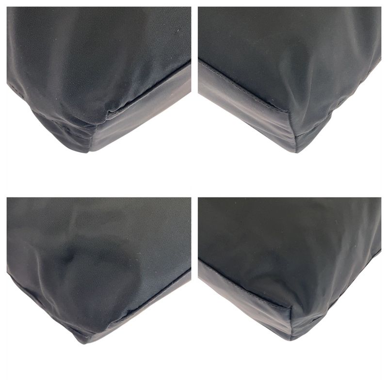 Prada Tessuto Triangle Logo Plate Black Silver Hardware Nylon Tote Bag Shoulder