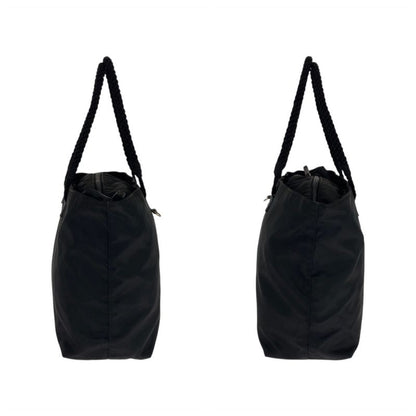 Prada Tessuto Triangle Logo Plate Black Silver Hardware Nylon Tote Bag Shoulder