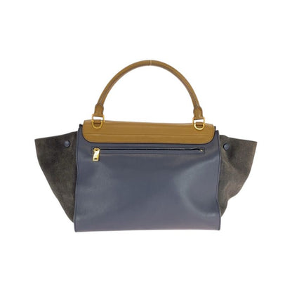 Celine Trapeze Brown Navy Black Leather Suede Shoulder Bag Handbag Women 506071