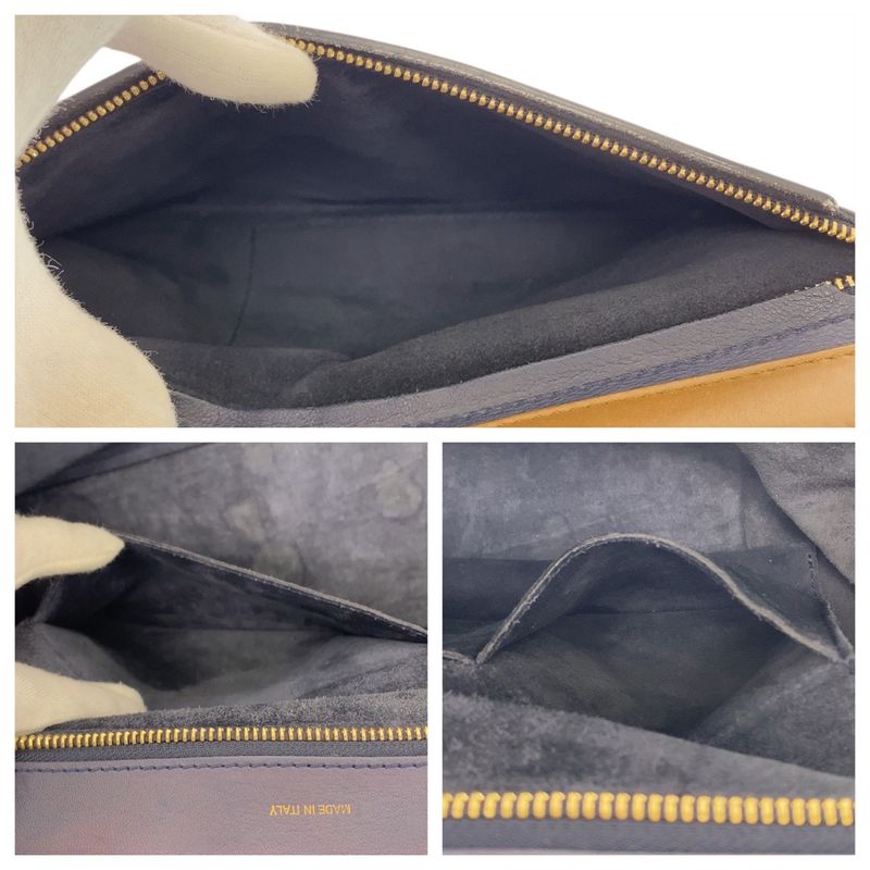 Celine Trapeze Brown Navy Black Leather Suede Shoulder Bag Handbag Women 506071