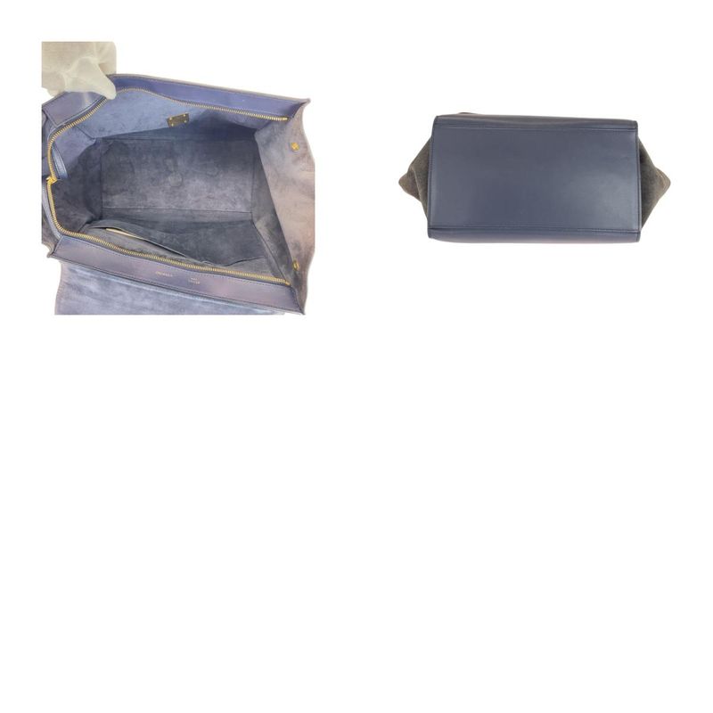 Celine Trapeze Brown Navy Black Leather Suede Shoulder Bag Handbag Women 506071