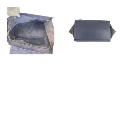 Celine Trapeze Brown Navy Black Leather Suede Shoulder Bag Handbag Women 506071