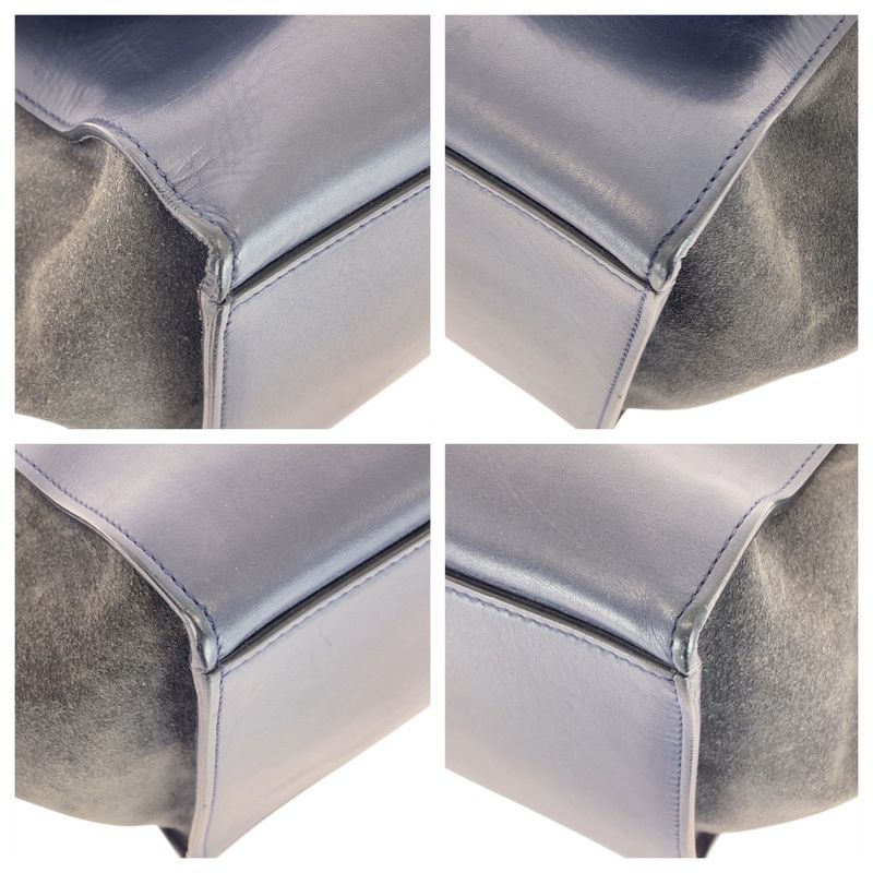 Celine Trapeze Brown Navy Black Leather Suede Shoulder Bag Handbag Women 506071